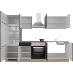 Flex-Well Exclusiv Küchenzeile Capri 270 Cm Schwarz Matt-Endgrain Oak -Küchenwerkzeug – los geht’s! 4047584070469 4051 S 02