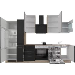 Flex-Well Exclusiv Küchenzeile Capri 310 Cm Schwarz Matt-Endgrain Oak -Küchenwerkzeug – los geht’s! 4047584070483 4051 S 02