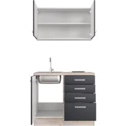 Flex-Well Exclusiv Miniküche Lara 100 Cm Anthrazit - San Remo Eiche 13 Flex-Well Exclusiv Miniküche Lara 100 Cm Anthrazit - San Remo Eiche -Küchenwerkzeug – los geht’s! 4051 MilanoG100501000open