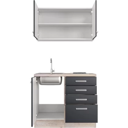 Flex-Well Exclusiv Miniküche Lara 100 Cm Anthrazit - San Remo Eiche 6 Flex-Well Exclusiv Miniküche Lara 100 Cm Anthrazit - San Remo Eiche – Bild 4