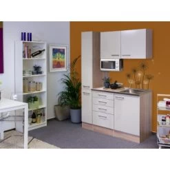 Flex-Well Singleküche 130 Cm Orlando Kaschmir Glanz-Sonoma Eiche