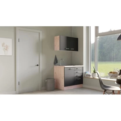 Flex-Well Exclusiv Miniküche Lara 100 Cm Anthrazit - San Remo Eiche 3 Flex-Well Exclusiv Miniküche Lara 100 Cm Anthrazit - San Remo Eiche