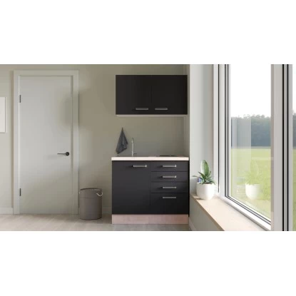 Flex-Well Exclusiv Miniküche Lara 100 Cm Anthrazit - San Remo Eiche 4 Flex-Well Exclusiv Miniküche Lara 100 Cm Anthrazit - San Remo Eiche – Bild 2