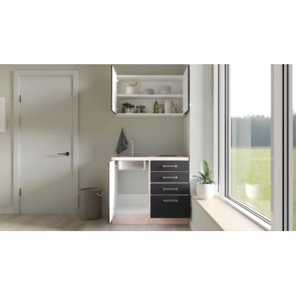 Flex-Well Exclusiv Miniküche Lara 100 Cm Anthrazit - San Remo Eiche 5 Flex-Well Exclusiv Miniküche Lara 100 Cm Anthrazit - San Remo Eiche – Bild 3