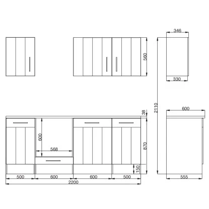 Respekta Premium Küchenzeile Landhaus 220 Cm Lärche Weiß Matt (DAH CH22078IXB) 11 Respekta Premium Küchenzeile Landhaus 220 Cm Lärche Weiß Matt (DAH CH22078IXB) – Bild 9