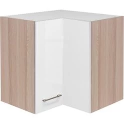 Flex-Well Exclusiv Eck-Hängeschrank Abaco 60 Cm X 60 Cm Perlmutt Glänzend-Akazie