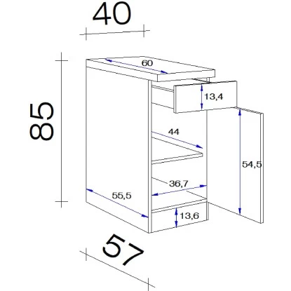Flex-Well Exclusiv Unterschrank Vintea 40 Cm Magnolie Matt - Lancelot Oak 4 Flex-Well Exclusiv Unterschrank Vintea 40 Cm Magnolie Matt - Lancelot Oak – Bild 2