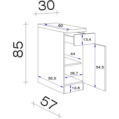 Flex-Well Classic Unterschrank Florida 30 Cm Weiß-Sonoma Eiche 4 Flex-Well Classic Unterschrank Florida 30 Cm Weiß-Sonoma Eiche – Bild 2