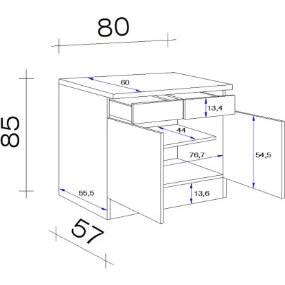 Flex-Well Classic Unterschrank Florida 80 Cm Weiß-Sonoma Eiche 4 Flex-Well Classic Unterschrank Florida 80 Cm Weiß-Sonoma Eiche – Bild 2