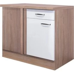 Flex-Well Exclusiv Eck-Unterschrank Valero 110 Cm X 60 Cm Hochglanz Weiß