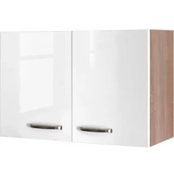 Flex-Well Exclusiv Oberschrank Valero 80 Cm X 55 Cm Hochglanz Weiß-Sonoma Eiche