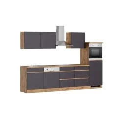 Held Möbel Küchenzeile Turin 300 Cm Graphit-Wotaneiche Mit E-Geräten -Küchenwerkzeug – los geht’s! 4665 11016600 1120.6311 1b