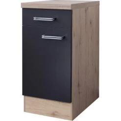 Flex-Well Exclusiv Unterschrank Lara 40 Cm Anthrazit-San Remo Eiche