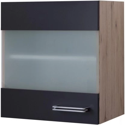 Flex-Well Exclusiv Glas-Hängeschrank Lara 50 Cm Anthrazit-San Remo Eiche 3 Flex-Well Exclusiv Glas-Hängeschrank Lara 50 Cm Anthrazit-San Remo Eiche