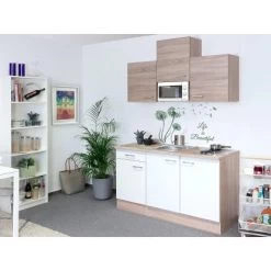 Flex-Well Classic Singleküche Florida 150 Cm Sonoma Eiche-Weiß-Sonoma Eiche