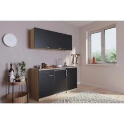 Respekta Economy Küchenzeile KB150ESSC 150 Cm Schwarz-Eiche Sägerau -Küchenwerkzeug – los geht’s! 4977740 4384 4