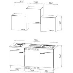 Respekta Küchenzeile KB150EYSC 150 Cm Schwarz-Eiche York Nachbildung -Küchenwerkzeug – los geht’s! 4977757 4384 3