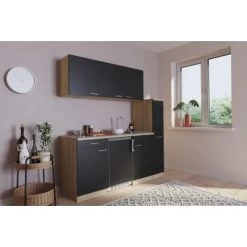 Respekta Küchenzeile KB180ESS 180 Cm Schwarz-Eiche Sonoma Sägerau Nachbildung -Küchenwerkzeug – los geht’s! 4977971 4384 4