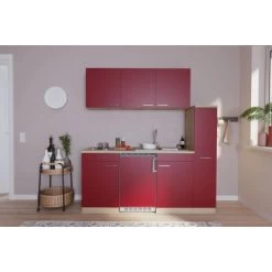 Respekta Küchenzeile KB180ESR 180 Cm Rot-Eiche Sonoma Sägerau Nachbildung