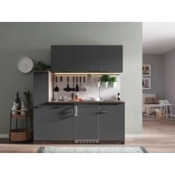 Respekta Küchenzeile KB180EYG 180 Cm Grau-Eiche York Nachbildung