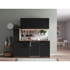 Respekta Küchenzeile KB180EYS 180 Cm Schwarz-Eiche York Nachbildung