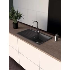 Granitspüle Altena D-100 Inkl. Küchenarmatur Simi 50 Cm X 86 Cm Onyx -Küchenwerkzeug – los geht’s! 509101 3587 3