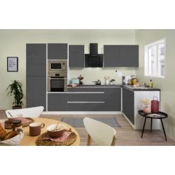 Respekta Premium Winkelküche Grifflos 345 Cm Grau Hochglanz-Weiß -Küchenwerkzeug – los geht’s! 5115 4384 GLRPL345HWGGKE 2