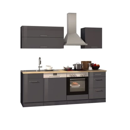 Held Möbel Küchenzeile Mailand 220 Cm Grau Hochglanz-Grau Matt Mit E-Geräten 5 Held Möbel Küchenzeile Mailand 220 Cm Grau Hochglanz-Grau Matt Mit E-Geräten – Bild 3