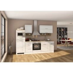 Held Möbel Küchenzeile Mailand 270 Cm Weiß Hochglanz-Weiß Matt Ohne E-Geräte