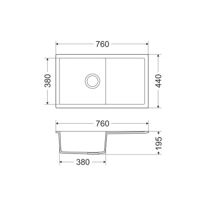 Miló Einbauspüle Granitverbundstoff Blissano 76 Grau 4 Miló Einbauspüle Granitverbundstoff Blissano 76 Grau – Bild 2
