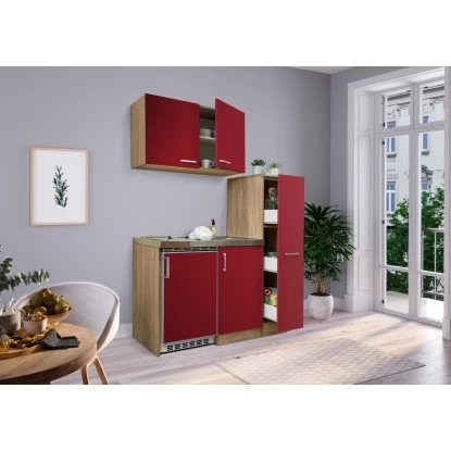 Respekta Miniküche MK130ESROSC 130 Cm Rot-Eiche Sägerau Nachbildung 7 Respekta Miniküche MK130ESROSC 130 Cm Rot-Eiche Sägerau Nachbildung – Bild 5