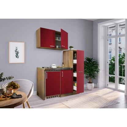 Respekta Miniküche MK130ESROS 130 Cm Rot-Eiche Sägerau Nachbildung 7 Respekta Miniküche MK130ESROS 130 Cm Rot-Eiche Sägerau Nachbildung – Bild 5