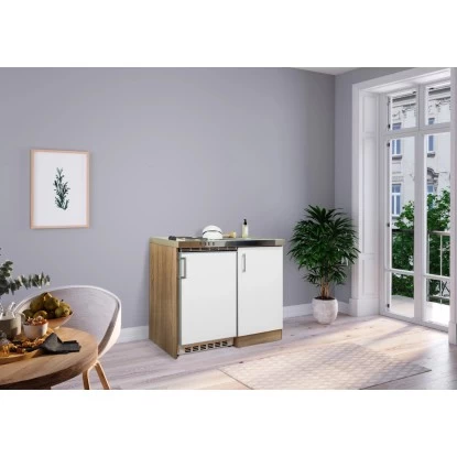 Respekta Miniküche MK100ESW 100 Cm Weiß-Eiche Sägerau Nachbildung 7 Respekta Miniküche MK100ESW 100 Cm Weiß-Eiche Sägerau Nachbildung – Bild 5