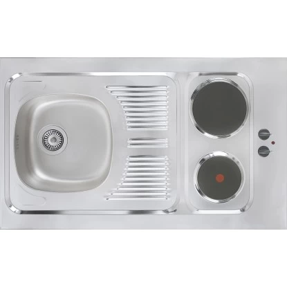 Respekta Miniküche MK100ESW 100 Cm Weiß-Eiche Sägerau Nachbildung 8 Respekta Miniküche MK100ESW 100 Cm Weiß-Eiche Sägerau Nachbildung – Bild 6