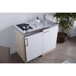 Respekta Miniküche MK100ESWC 100 Cm Weiß-Eiche Sägerau Nachbildung -Küchenwerkzeug – los geht’s! 6298244 4384 6