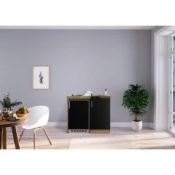 Respekta Küchenzeile MK100ESS 100 Cm Schwarz-Eiche Sägerau Nachbildung