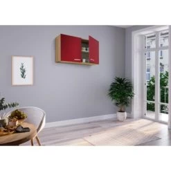 Respekta Miniküche MK100ESROSC 100 Cm Rot-Eiche Sägerau Nachbildung -Küchenwerkzeug – los geht’s! 6298525 4384 5