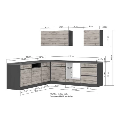 Held Möbel Winkelküche Turin 240 X 240 Cm Graphit-Wotaneiche Ohne E-Geräte 7 Held Möbel Winkelküche Turin 240 X 240 Cm Graphit-Wotaneiche Ohne E-Geräte – Bild 5