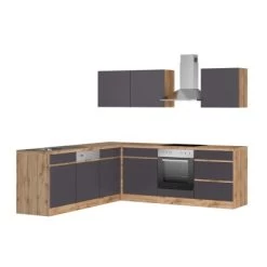 Held Möbel Winkelküche Turin 240 X 240 Cm Graphit-Wotaneiche MitE-Geräten -Küchenwerkzeug – los geht’s! 63550 11016600 1113.6311 1