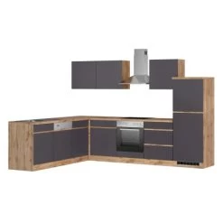 Held Möbel Winkelküche Turin 240 X 300 Cm Graphit-Wotaneiche Mit E-Geräten -Küchenwerkzeug – los geht’s! 64160 11016600 1115.6311 1