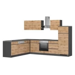 Held Möbel Winkelküche Turin 240 X 300 Cm Wotaneiche-Graphit Mit E-Geräten -Küchenwerkzeug – los geht’s! 64335 11016600 1117.6310 1