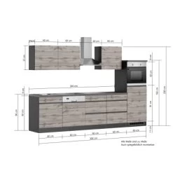 Held Möbel Küchenzeile Turin 300 Cm Graphit-Wotaneiche Mit E-Geräten -Küchenwerkzeug – los geht’s! 64665 11016600 1120.6311 5
