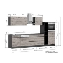 Held Möbel Küchenzeile Turin 330 Cm Graphit-Wotaneiche Mit E-Geräten -Küchenwerkzeug – los geht’s! 64814 11016600 1122.6311 5