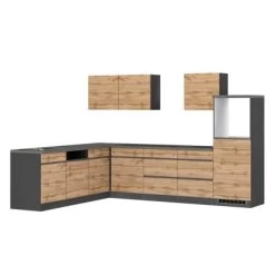 Held Möbel Winkelküche Turin 300 X 240 Cm Wotaneiche-Graphit Ohne E-Geräte -Küchenwerkzeug – los geht’s! 65159 11016600 1130.6310 1