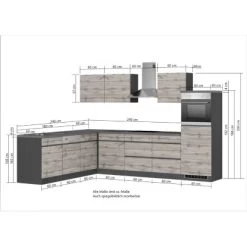 Held Möbel Winkelküche Turin 300 X 240 Cm Wotaneiche-Graphit Mit E-Geräten -Küchenwerkzeug – los geht’s! 65233 11016600 1131.6310 5