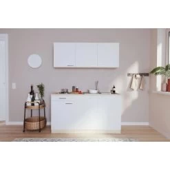 Respekta Singleküche Luis 150 Cm Weiß-Eiche Sägerau