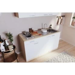 Respekta Singleküche Luis 150 Cm Weiß-Eiche Sägerau -Küchenwerkzeug – los geht’s! 658049 4384 4