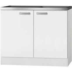 Optifit Spülenunterschrank Salo214 100 Cm Weiß Mit Spülenauflage