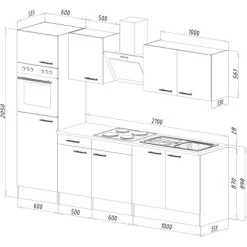 Respekta Küchenzeile Ohne E-Geräte 270 Cm Schwarz Seidengl.-Eiche York -Küchenwerkzeug – los geht’s! 7053481 4384 LBKB270EYS 03