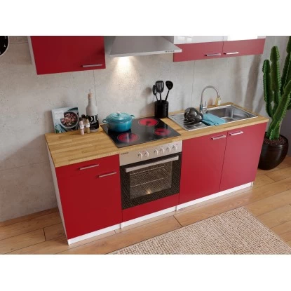 Respekta Küchenzeile KB210WRC 210 Cm Rot-Weiß 6 Respekta Küchenzeile KB210WRC 210 Cm Rot-Weiß – Bild 4